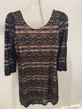 Xhilaration Black Lace Dress with Nude Lining